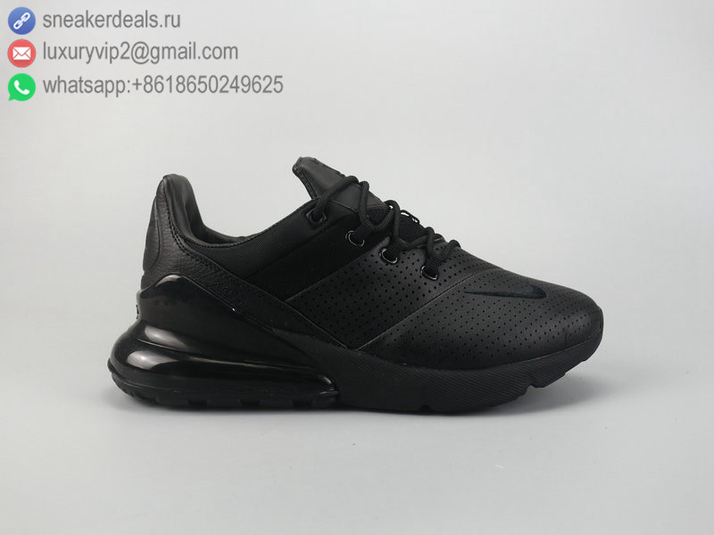 NIKE AIR MAX 270 ALL BLACK LEATHER MEN RUNNING SHOES